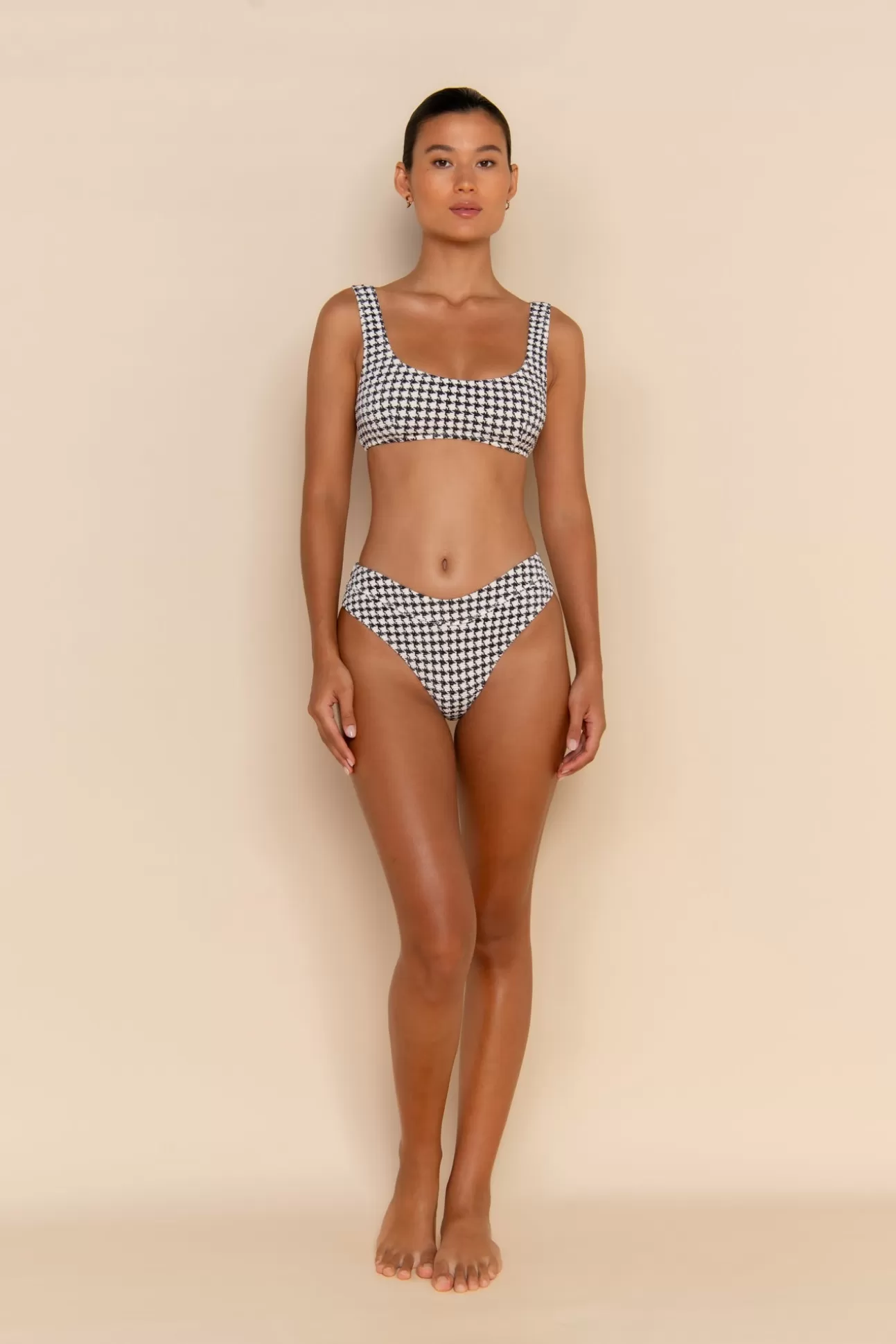 ELCE Swim ESCAPE MID RISE BOTTOM - HOUNDSTOOTH Fashion