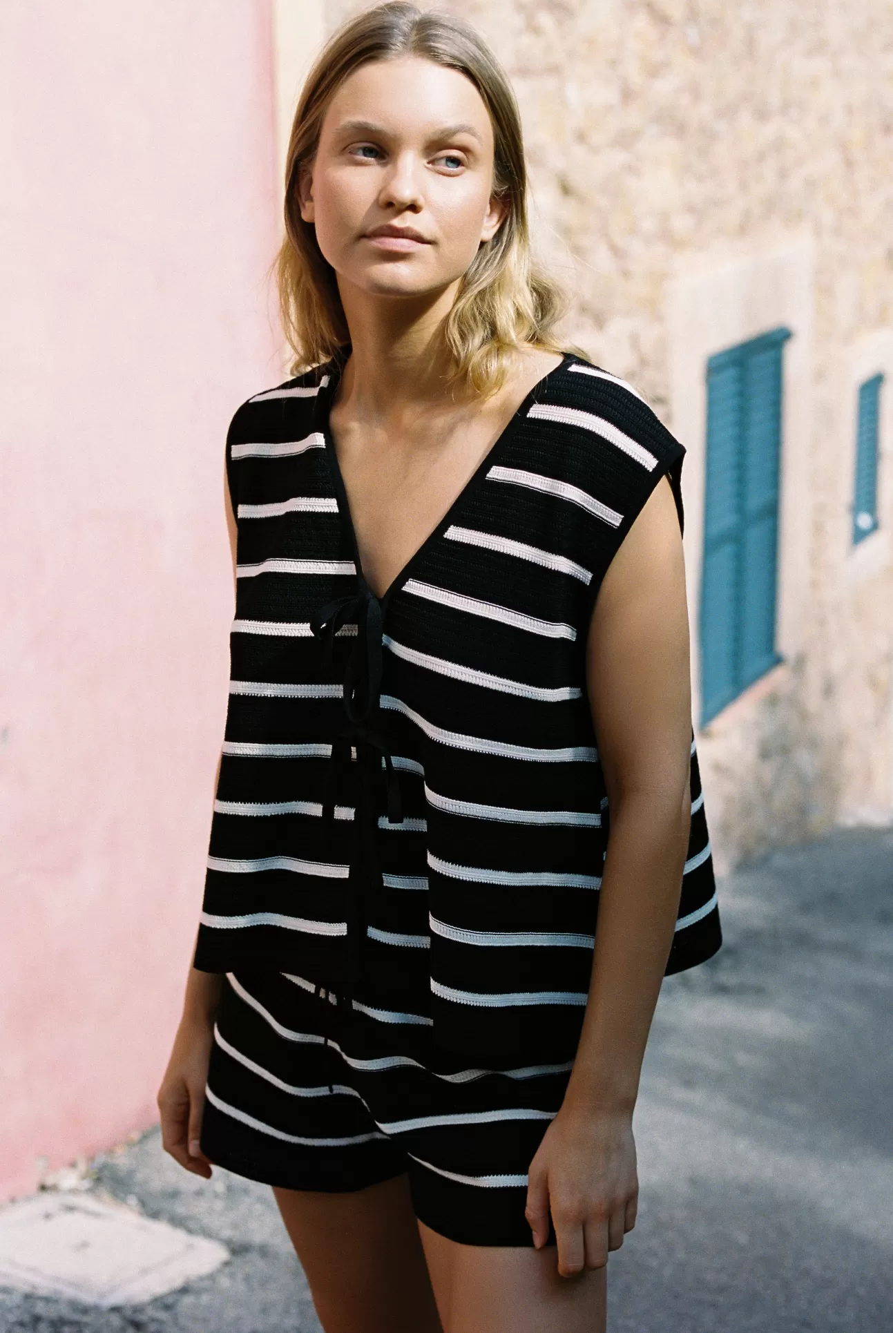 ELCE Swim JONI KNIT TANK - BLACK/WHITE STRIPE Hot