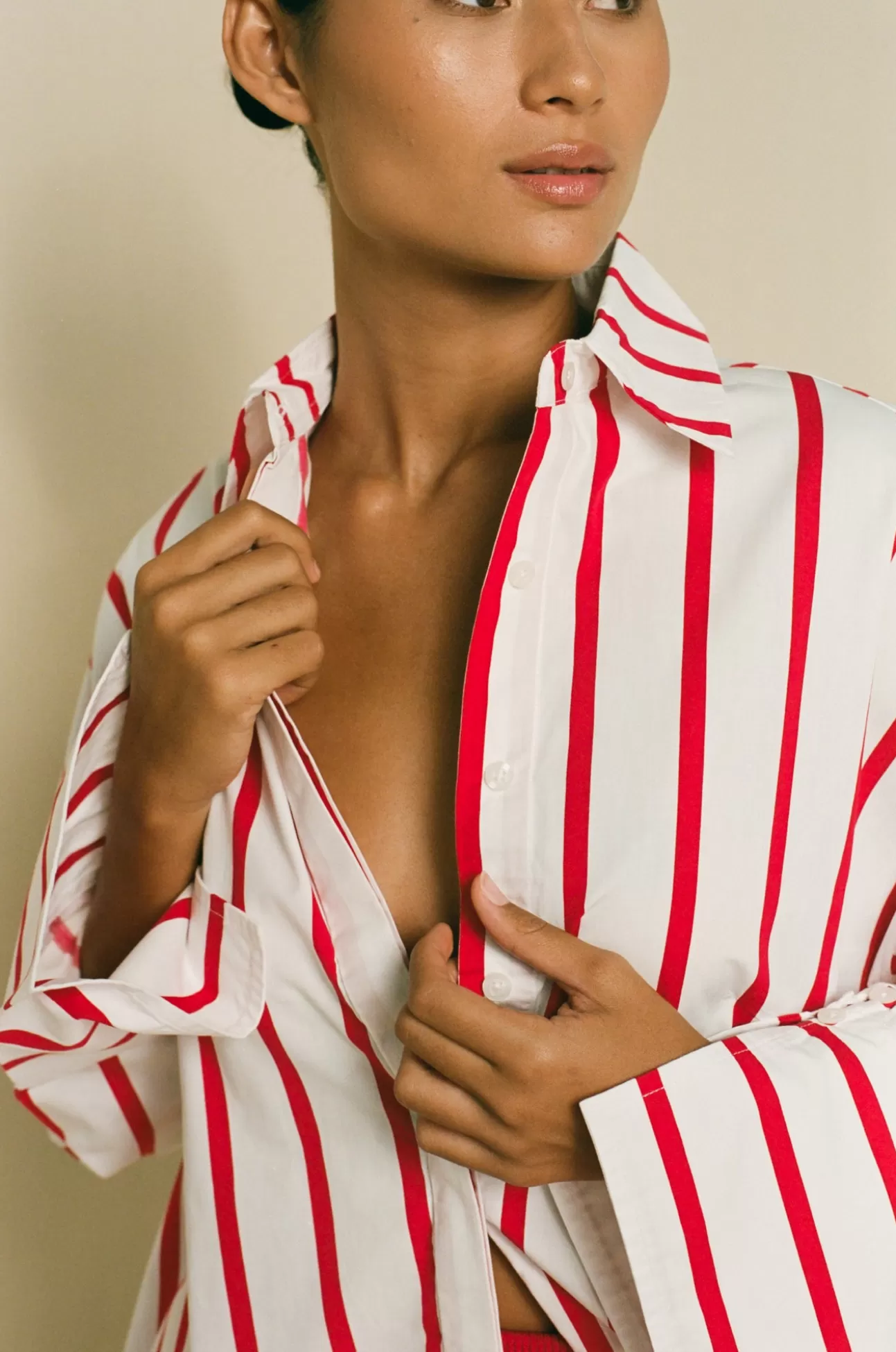 ELCE Swim PRE ORDER // REVERIE SHIRT - RED / WHITE STRIPE Best Sale